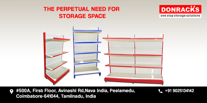 Single & double vertical storage spaces in Blue and Red colours