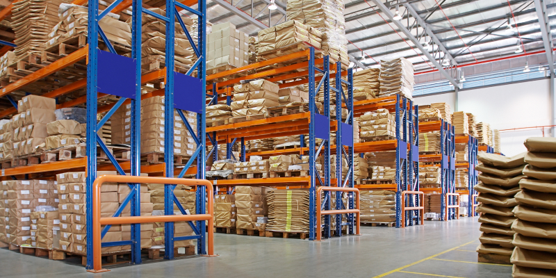 Drive-in racks in a modern warehouse.