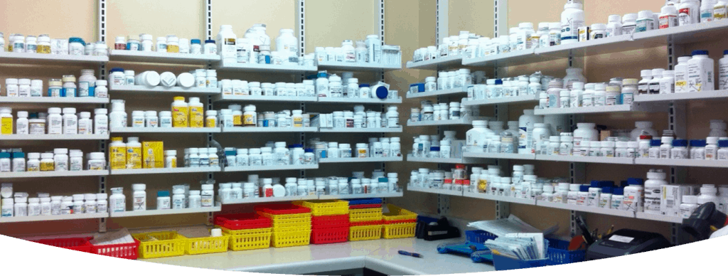Pharmacy display racks by Donracks